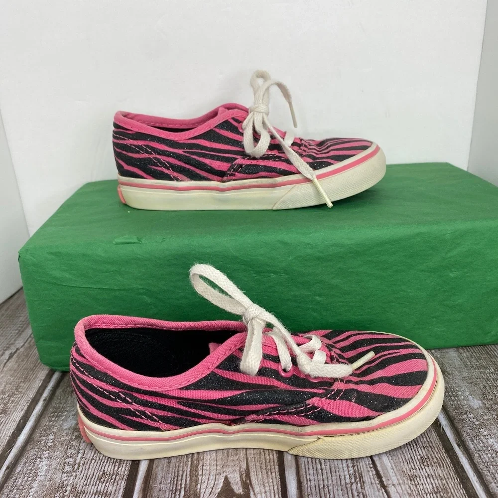 Vans Toddler US-9 Pink Black Glitter Zebra Tiger Animal Stripe Shoes (BOX-D) - Picture 7 of 8